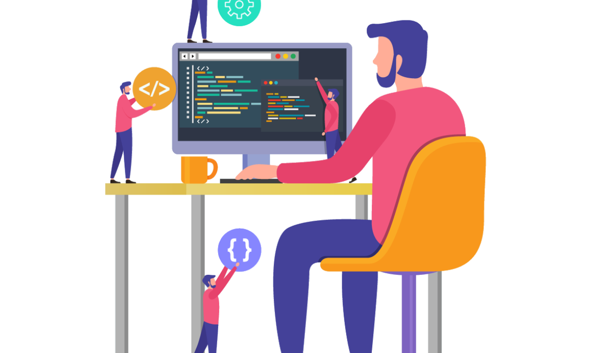 A team of developers and operations professionals working together seamlessly, symbolizing the collaborative nature of DevOps in web development.